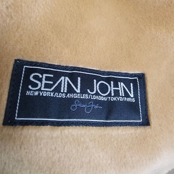 Vintage Sean John Bomber Jacket Men’s M Beige Faux Suede Logo Patch Y2K - Picture 8 of 8